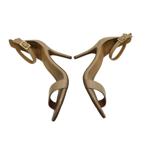 Material Girl Sandals Blaire Patent‎ Faux Leather Beige Open Toe Size 5.5 Tan - Picture 7 of 10